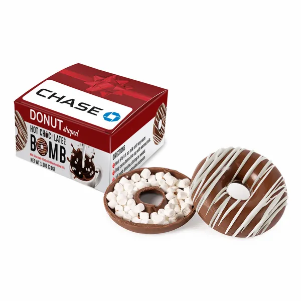 Donut-Shaped Hot Chocolate Bomb with Drizzle - Custom Coasters Now