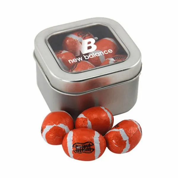 Window Tin with Chocolate Footballs - SBF2500 - Custom Coasters Now