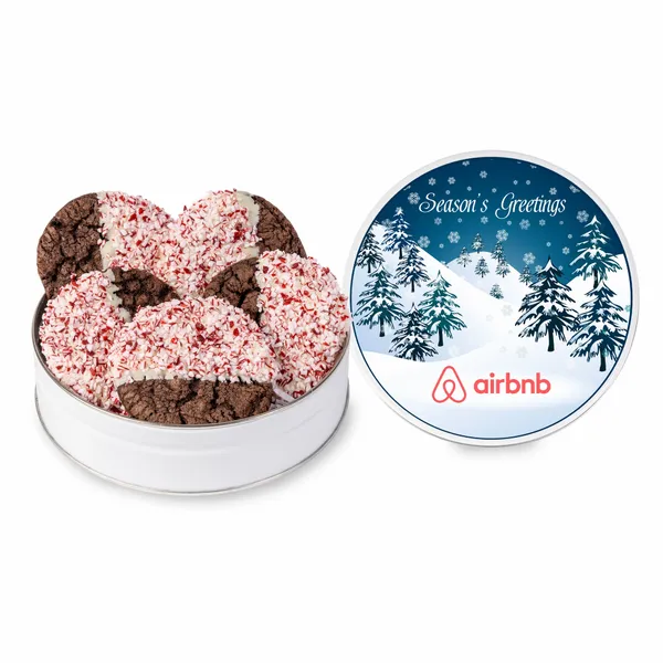 Crushed Peppermint Chocolate French Sable Cookie in Gift Tin-Small - Custom Coasters Now