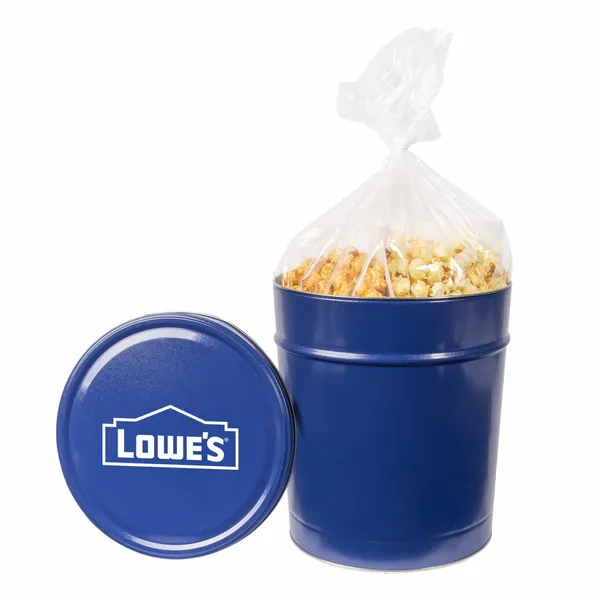 Three and a Half Gallon Popcorn Tin - Trio Popcorn - Custom Coasters Now