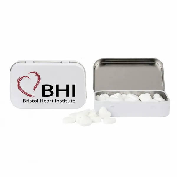 Rectangular Tin with Heart Shaped Mints - Custom Coasters Now