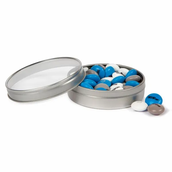 1.5 oz. Personalized M&M'S® in a Silver Tin - Custom Coasters Now
