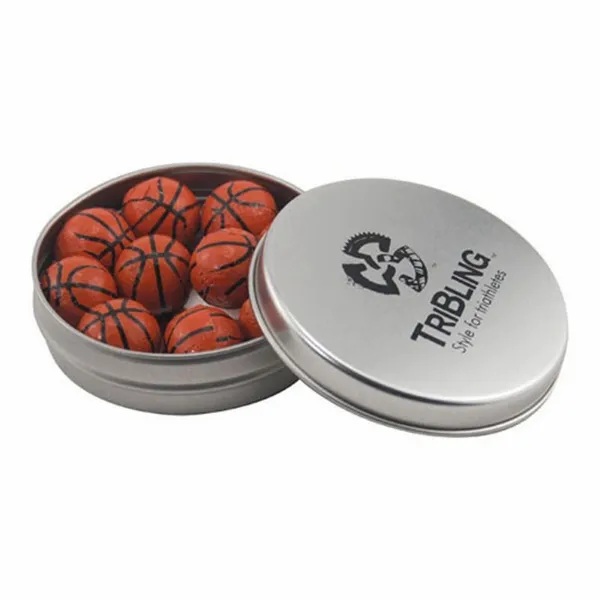 Round Tin with Chocolate Basketballs - SBF2900 - Custom Coasters Now