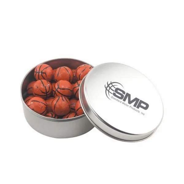 Round Tin with Chocolate Basketballs - SBF3000 - Custom Coasters Now