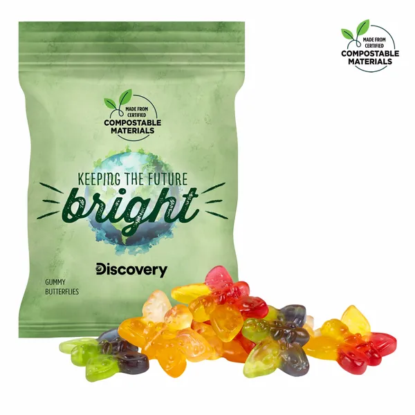 2oz. ECO-Digibag, Compostable & Full Color, Gummy Butterflies - Custom Coasters Now