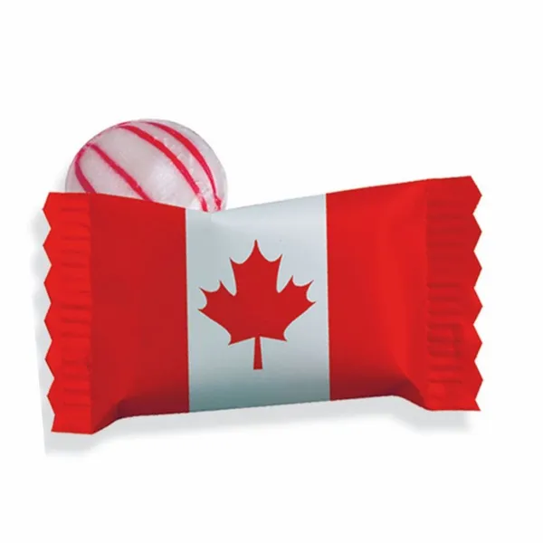 Individual Canadian Peppermint Stock Wrapped Candy - Custom Coasters Now