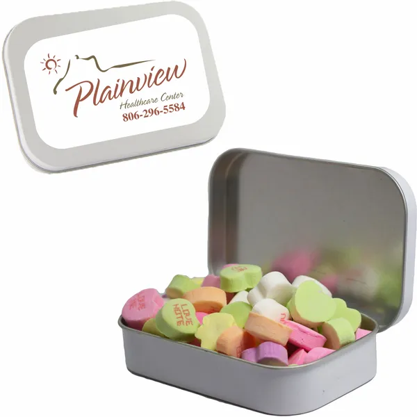 Large Mint Tin with Conversation Hearts - Custom Coasters Now
