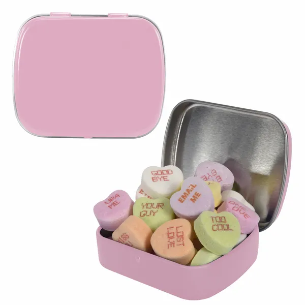 Small Mint Tin with Conversation Hearts - Custom Coasters Now