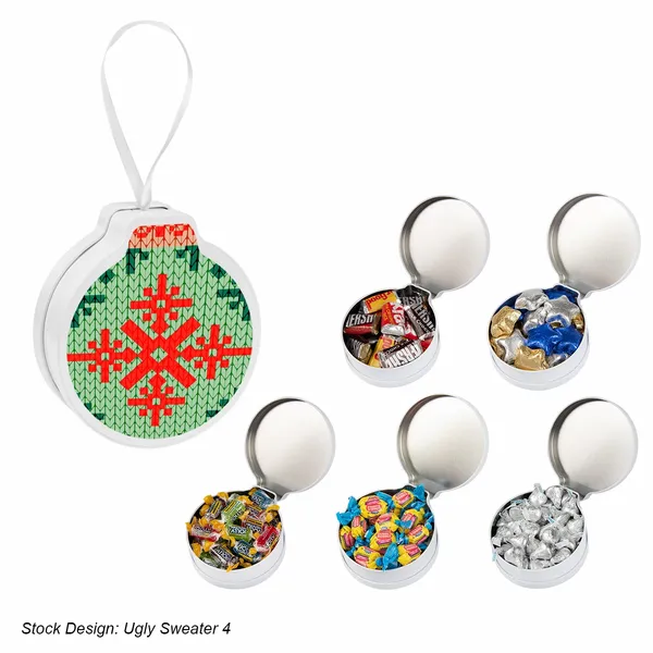 Full Color Ornament Tin With Candy - Custom Coasters Now