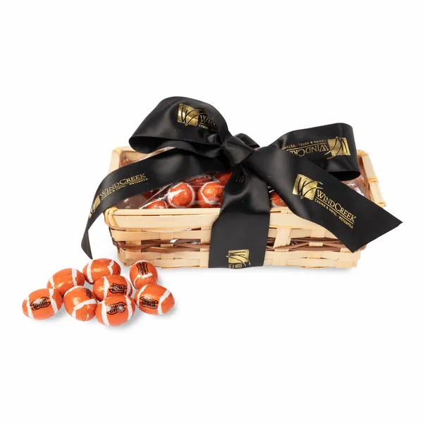 Gift Basket with Chocolate Footballs - Custom Coasters Now