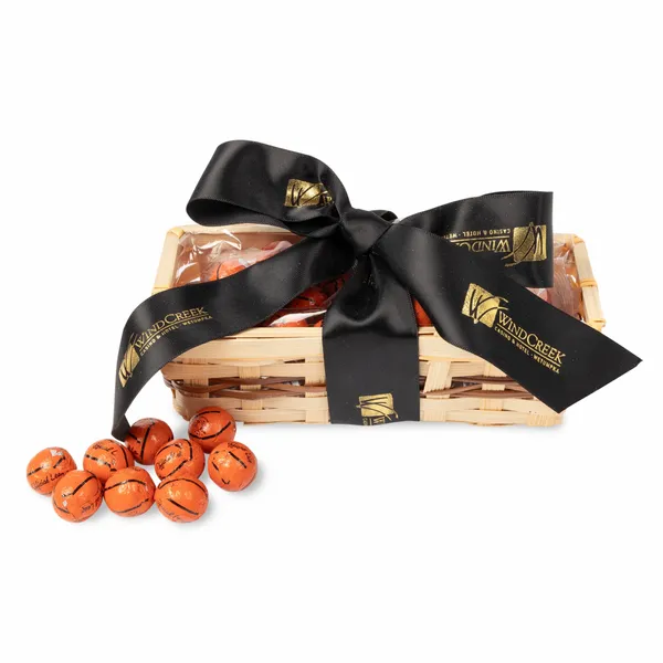Gift Basket with Chocolate Basketballs - Custom Coasters Now