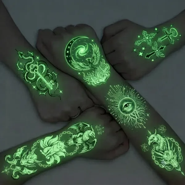 Glow Tattoos with Colorful Imprint - Custom Coasters Now