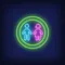 Boy & Girl Silhouettes Circle Neon Sign - Custom Coasters Now