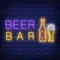 Beer & Bar with Bottle & Glass Neon - Custom Coasters Now