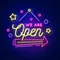 We Are Open Hanging Neon Sign - Custom Coasters Now