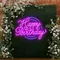 Happy Birthday Purplish Neon Sign - Custom Coasters Now