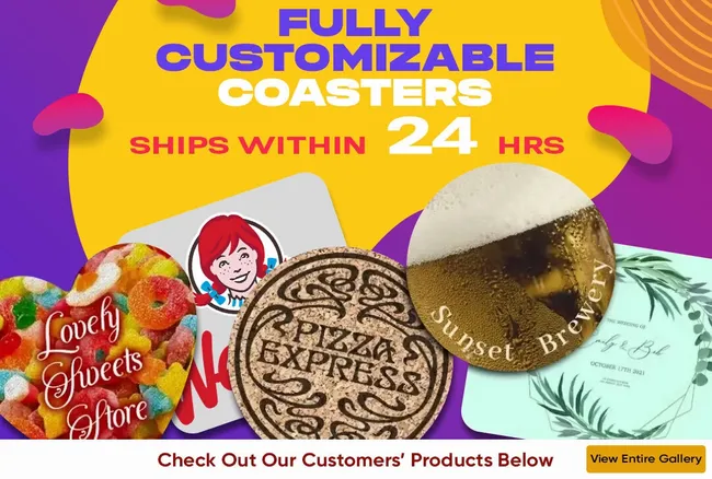 Custom Map Coaster Set, customizable coasters