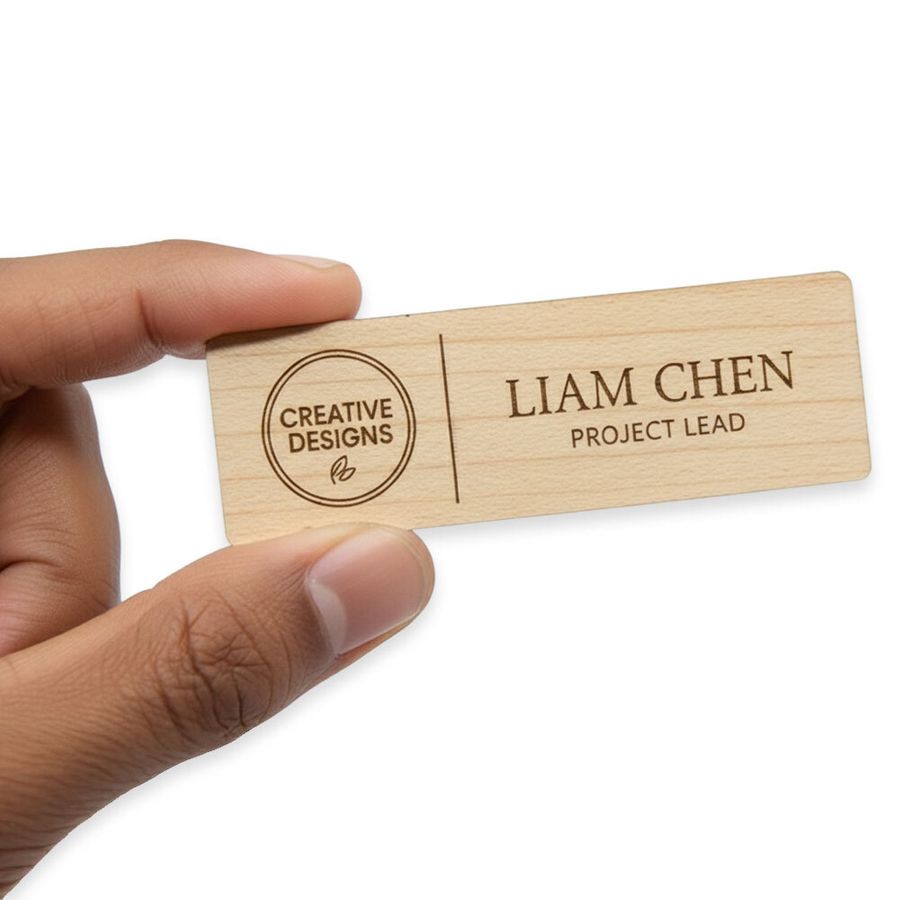 Wooden Name Badges - Custom Coasters Now