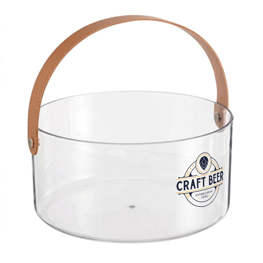Leather-Strap Clear Drink Buckets - Custom Coasters Now