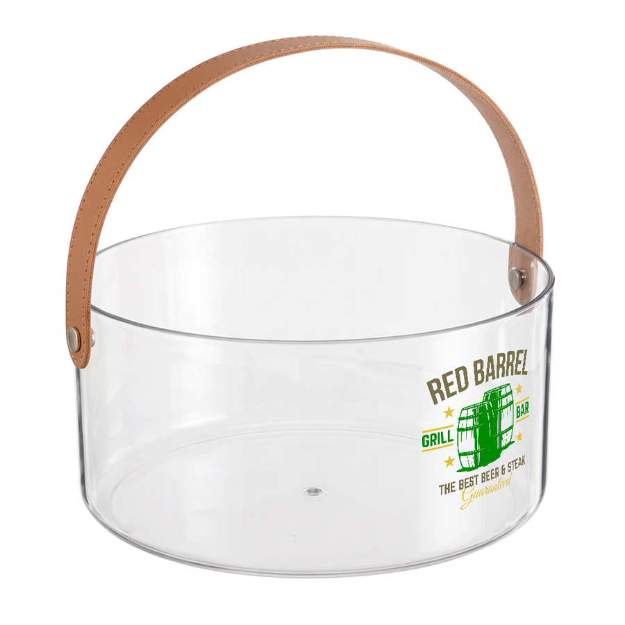 Leather-Strap Clear Drink Buckets - Custom Coasters Now