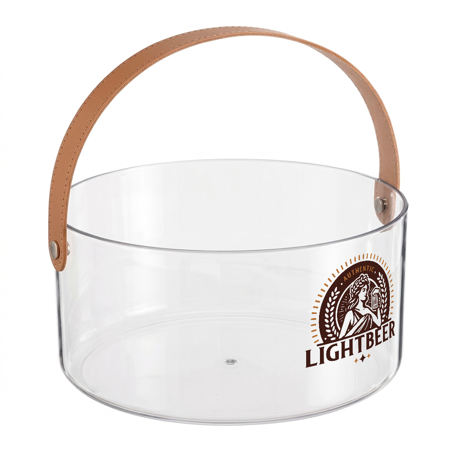 Leather-Strap Clear Drink Buckets - Custom Coasters Now