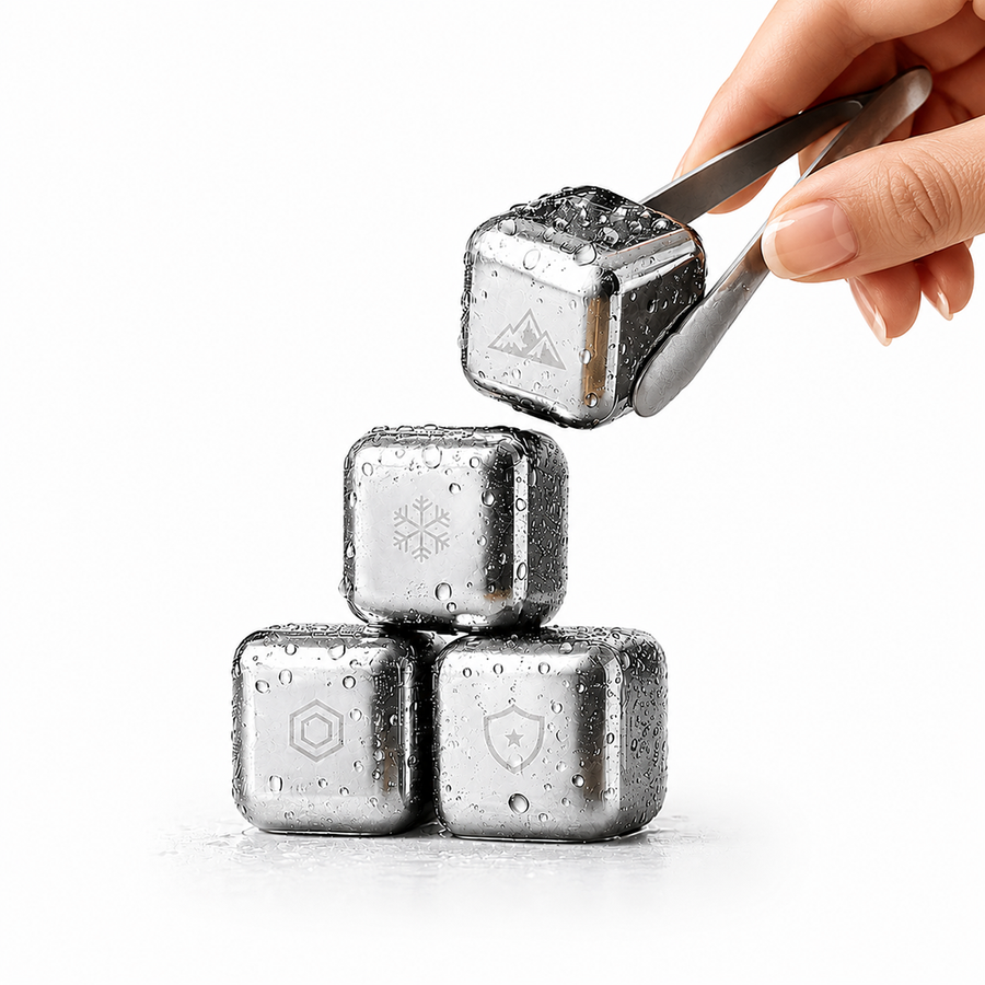 Silver Stainless Steel Ice Cubes - Custom Coasters Now