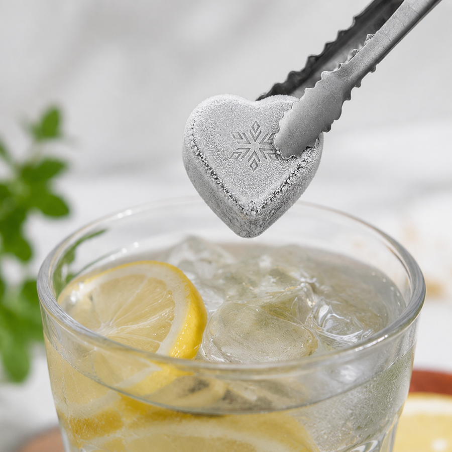 Heart-Shaped Stainless Steel Ice Cubes - Custom Coasters Now