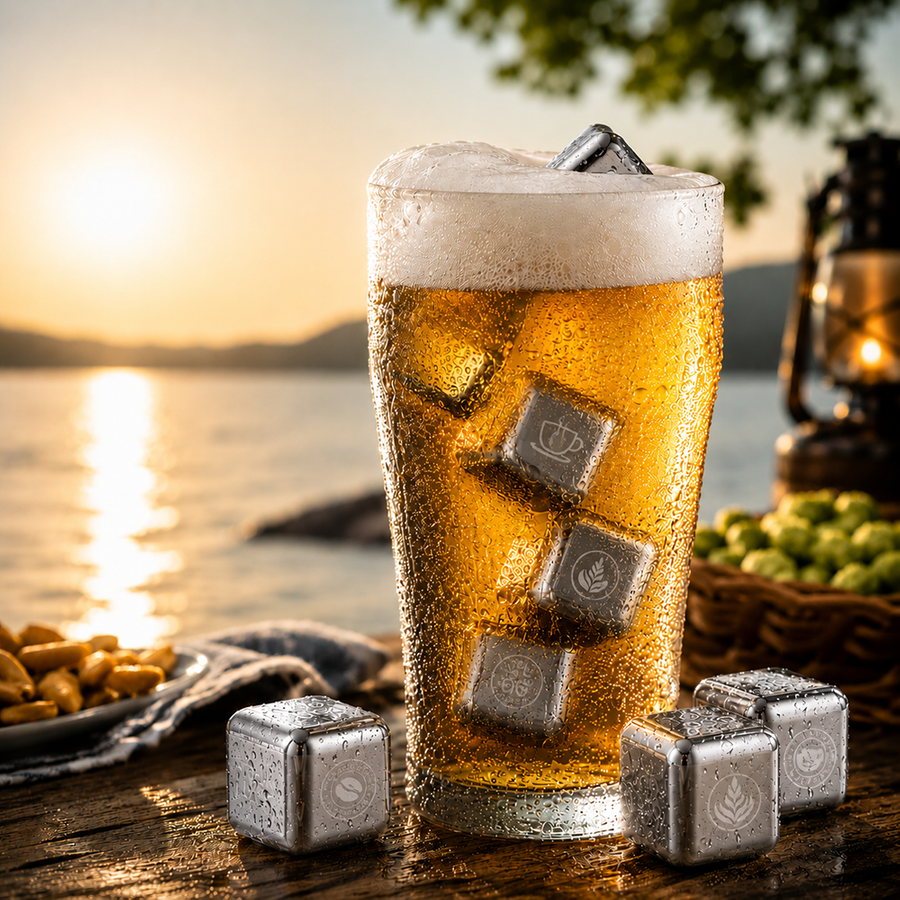Silver Stainless Steel Ice Cubes - Custom Coasters Now