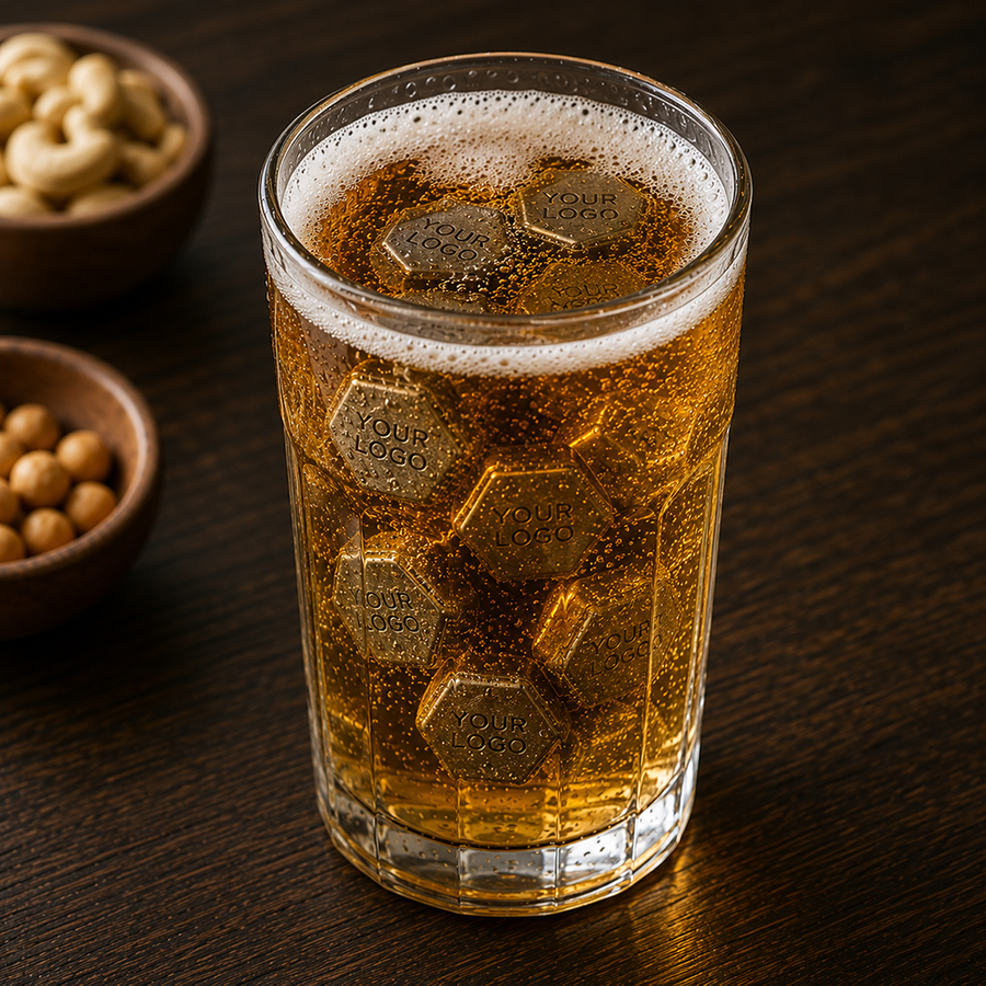Hexagon Stainless Steel Ice Cubes - Custom Coasters Now