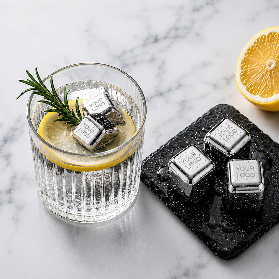 Silver Stainless Steel Ice Cubes - Custom Coasters Now