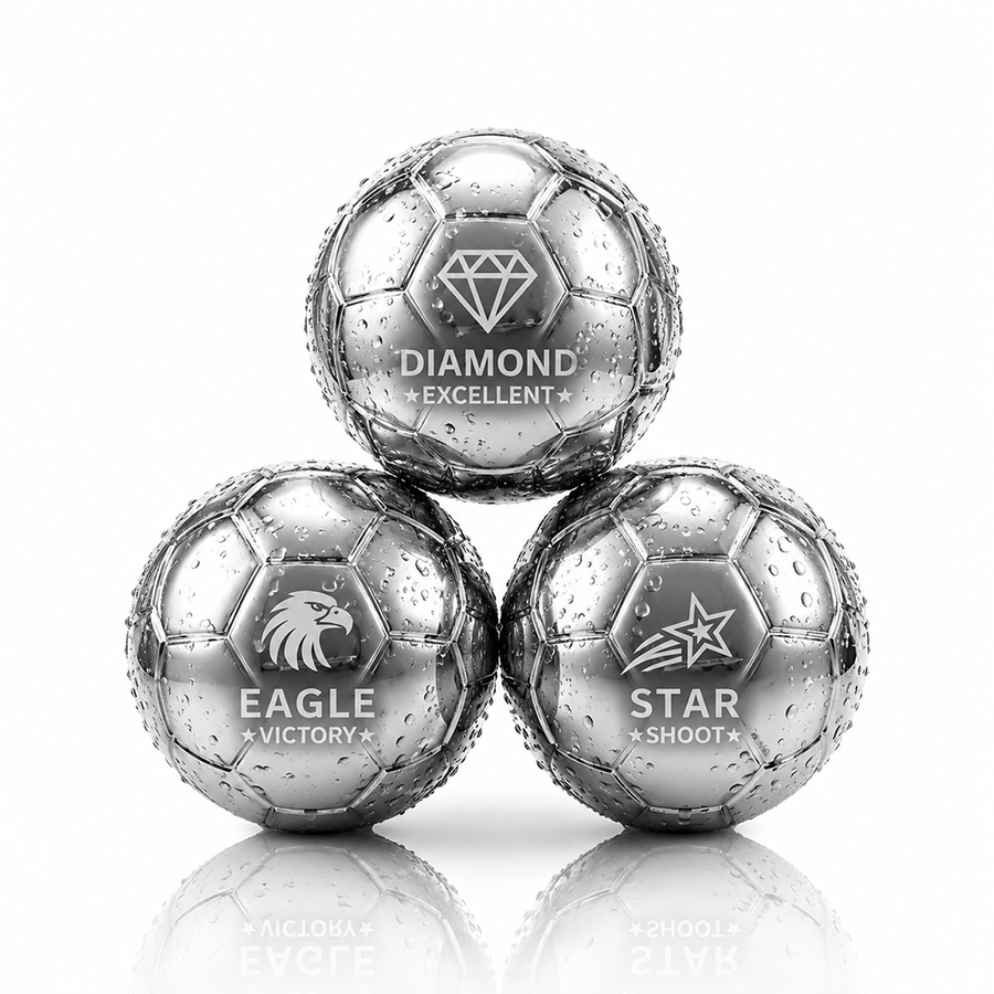 Soccer Ball Stainless Steel Ice Cubes - Custom Coasters Now