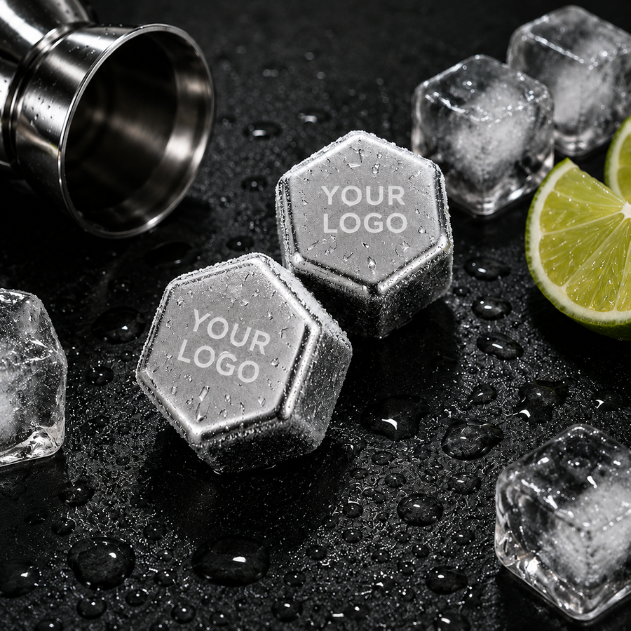 Hexagon Stainless Steel Ice Cubes - Custom Coasters Now