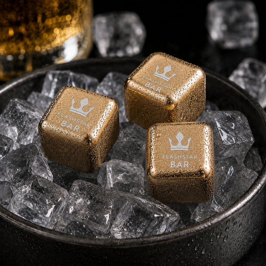 Gold Stainless Steel Ice Cubes - Custom Coasters Now