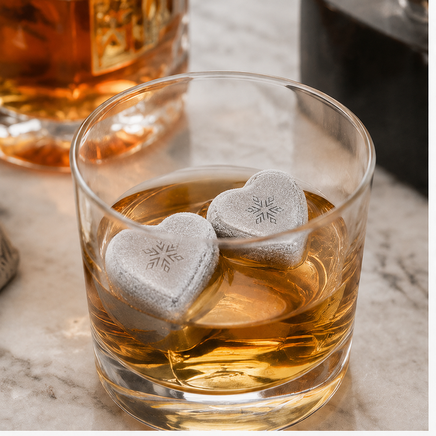 Heart-Shaped Stainless Steel Ice Cubes - Custom Coasters Now