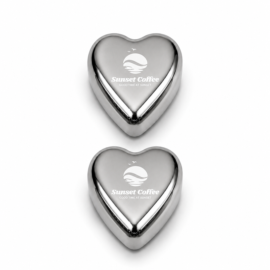 Heart-Shaped Stainless Steel Ice Cubes - Custom Coasters Now