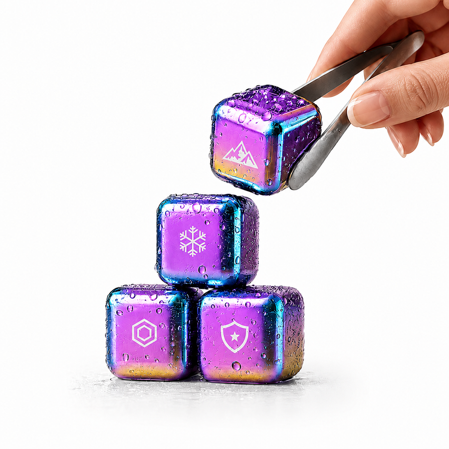 Rainbow Stainless Steel Ice Cubes - Custom Coasters Now