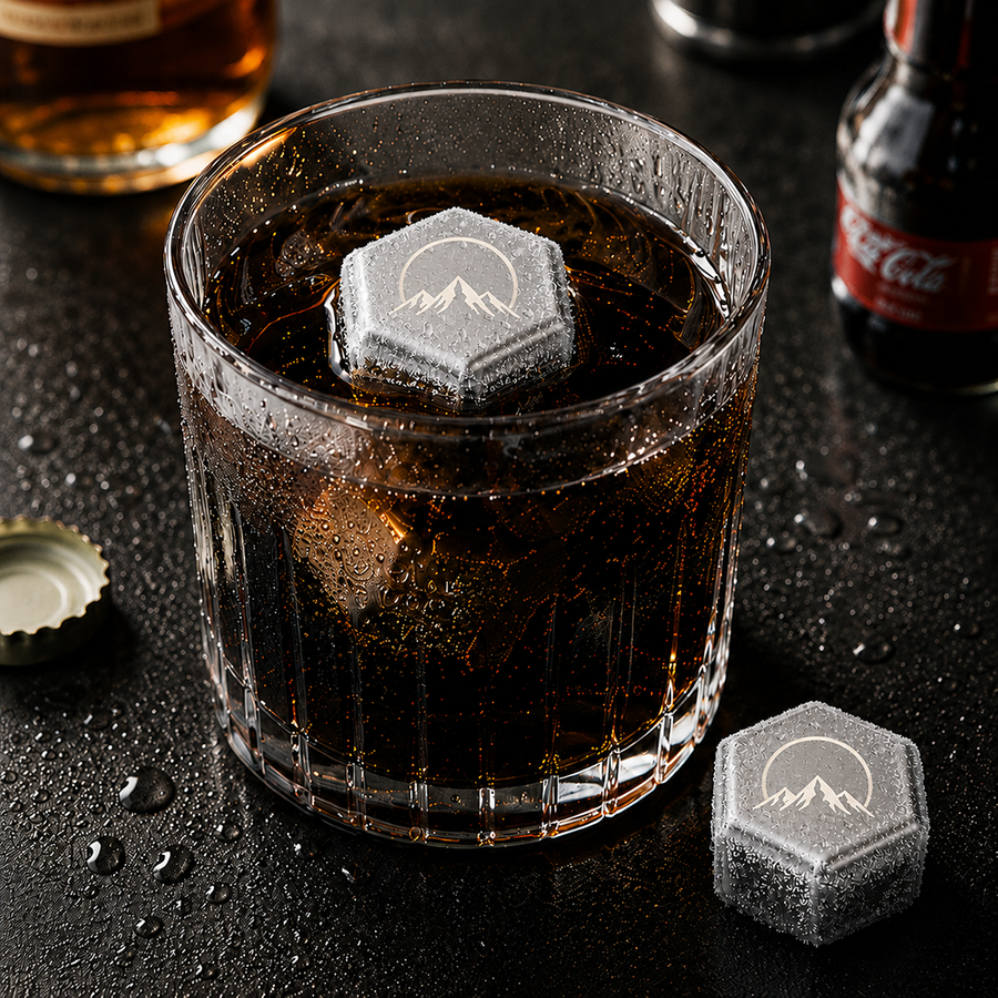 Hexagon Stainless Steel Ice Cubes - Custom Coasters Now