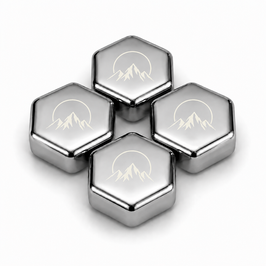 Hexagon Stainless Steel Ice Cubes - Custom Coasters Now