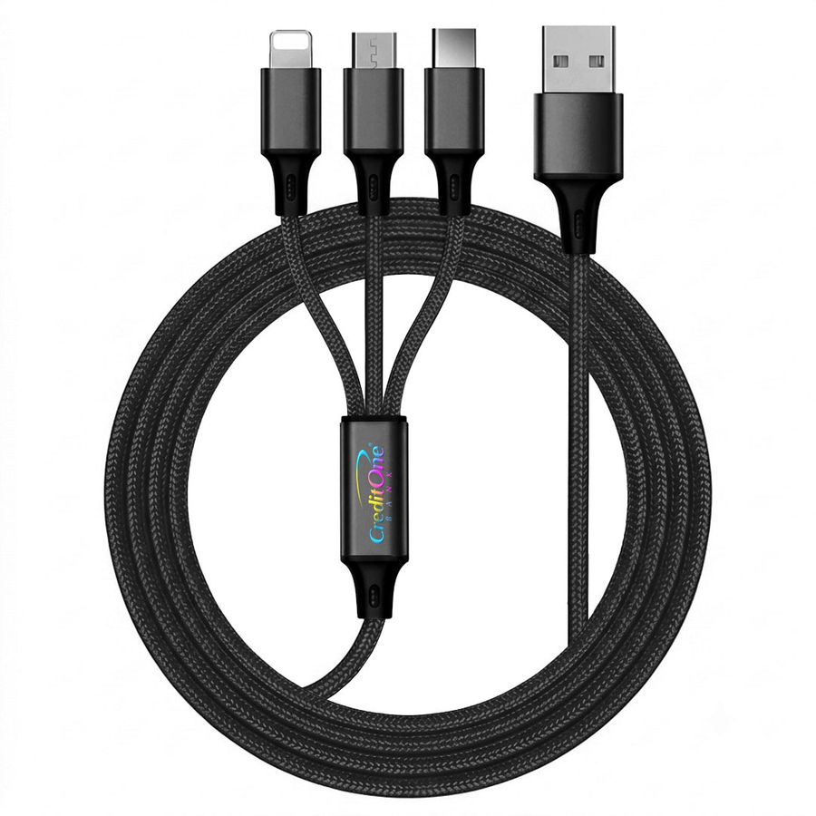 Nylon Braided 3-in-1 Charging Cables - Custom Coasters Now