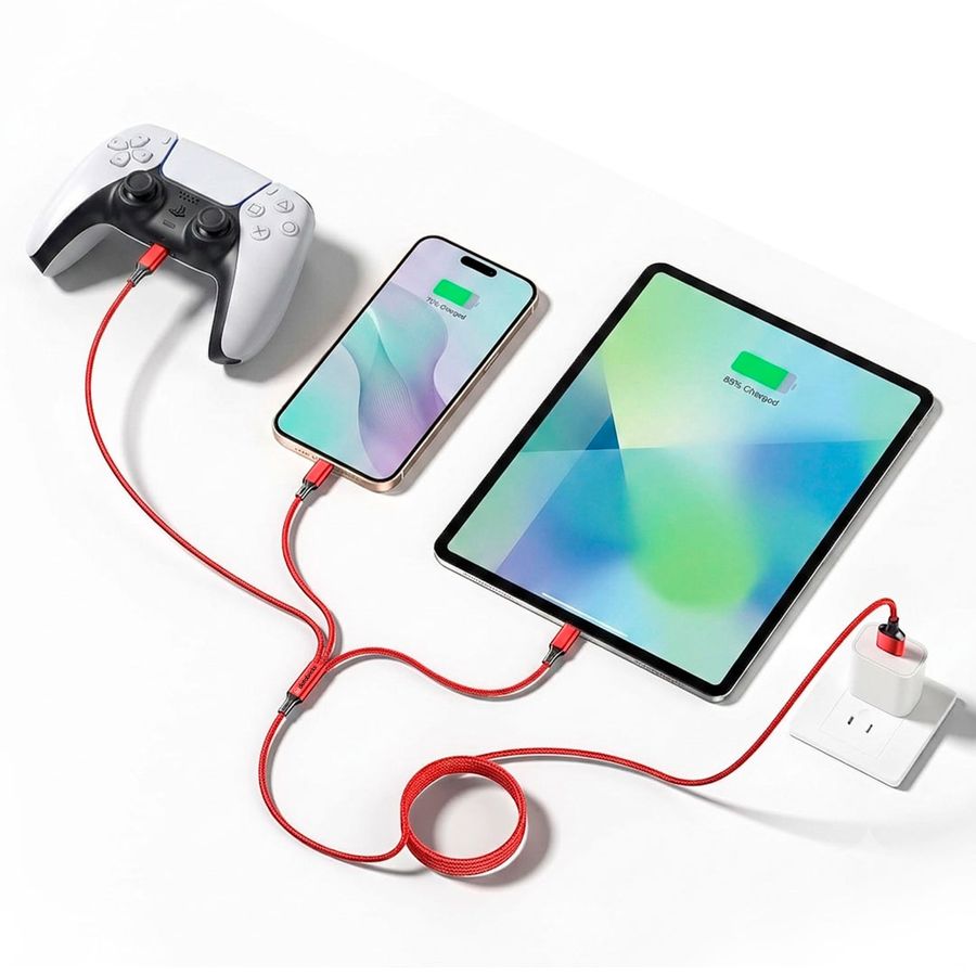 Nylon Braided 3-in-1 Charging Cables - Custom Coasters Now