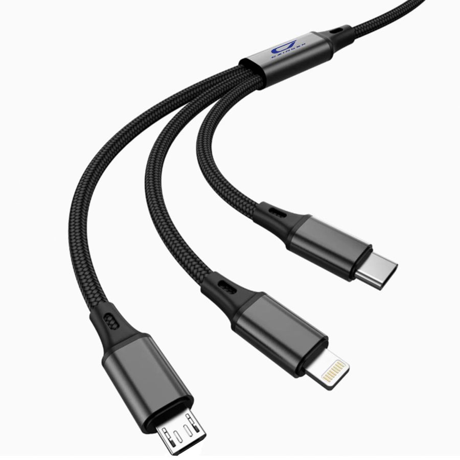 Nylon Braided 3-in-1 Charging Cables - Custom Coasters Now