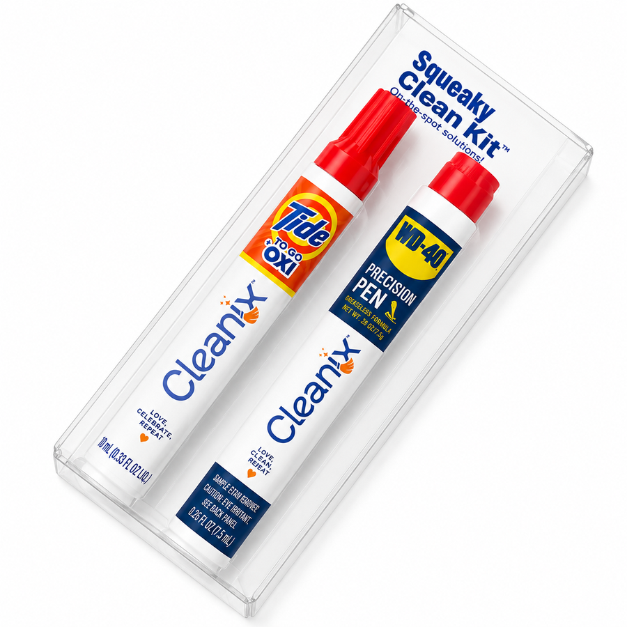 Squeaky Clean Kit - WD-40® Precision Pen and Tide® to Go + Oxi Travel Kits - Custom Coasters Now